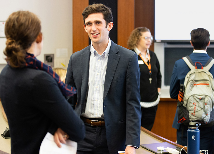 Whitman student talking to a company representative